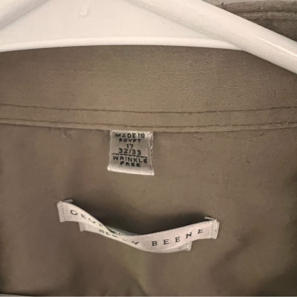 Geoffrey Beane regular fit 17 32/33 wrinkle free taupe tan button front shirt - Picture 4 of 7